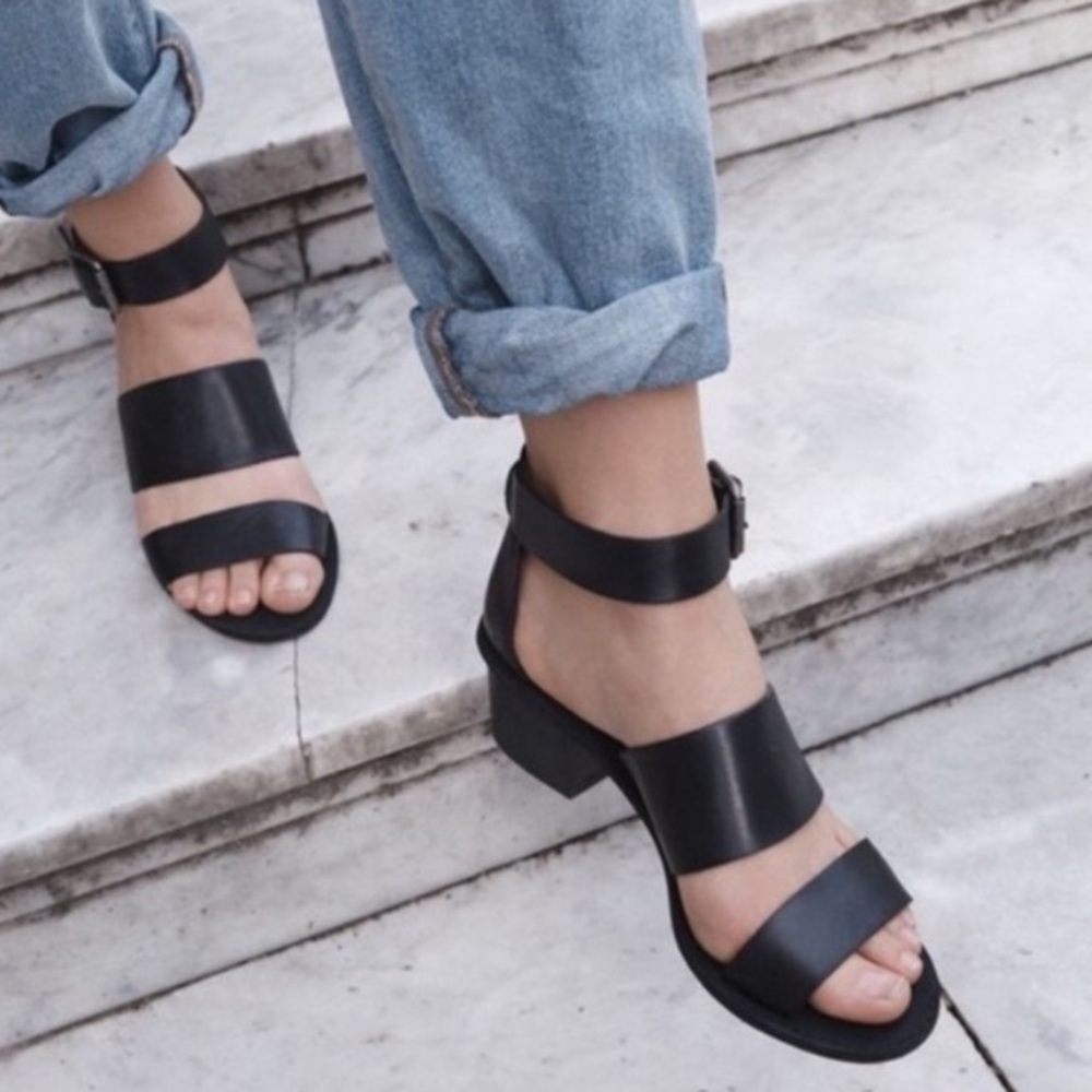 Madewell Warren Black Strap Heeled Sandals size 9